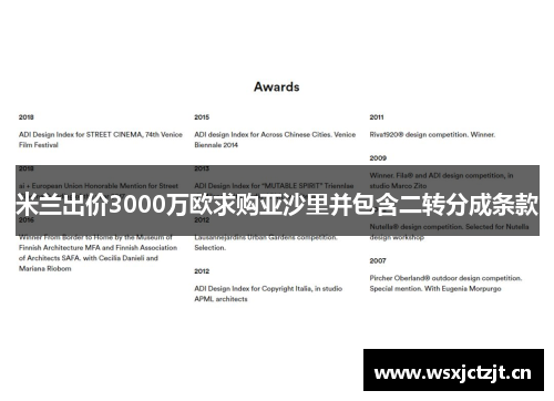 米兰出价3000万欧求购亚沙里并包含二转分成条款